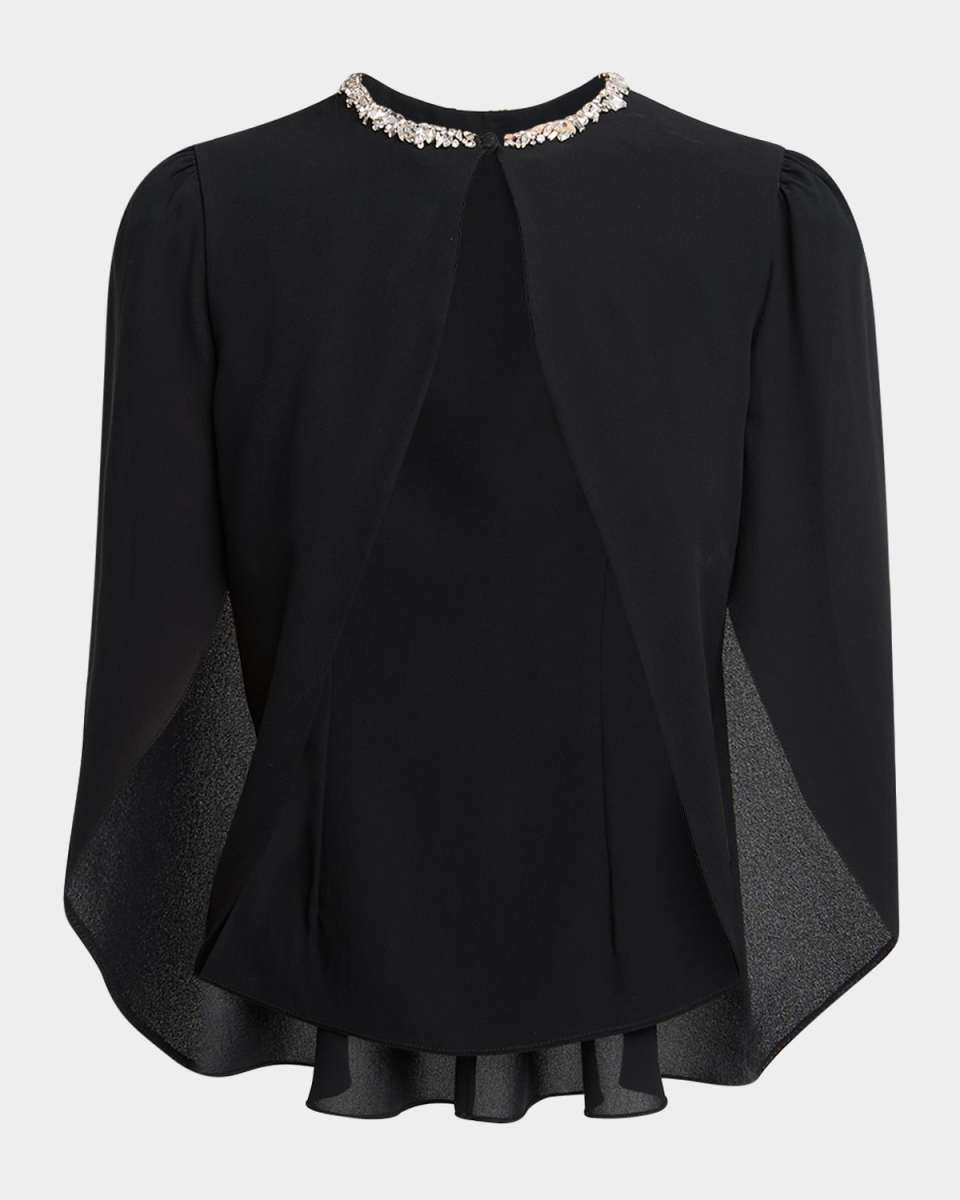 Embellished Silk Georgette Cape Top